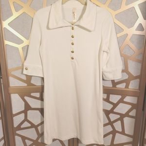 VINTAGE PRIORITIES White Terrycloth Shirt Dress